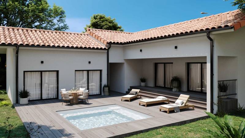 Réalisation d'une mini piscine ABORAL modèle IKONIC à Saint Valéry en Caux (76) en Normandie